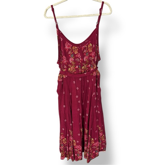 TORRID Maroon Red Sugar Skull Floral Print Belted Tank Midi Dress 3 3X - Picture 10 of 12